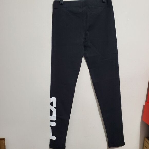Womens FILA SZ XS Soft Stretch Cotton Leggings Workout Yoga Pant Fitness BLACK - Picture 8 of 8